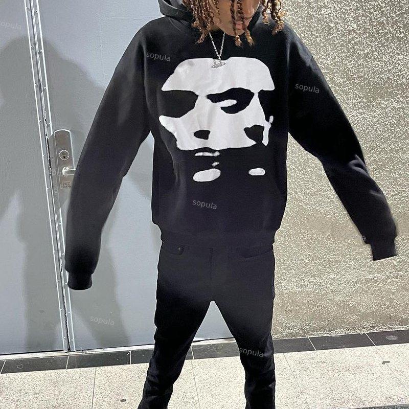 Scary Face Vintage Print Graphic Hoodie Product Image