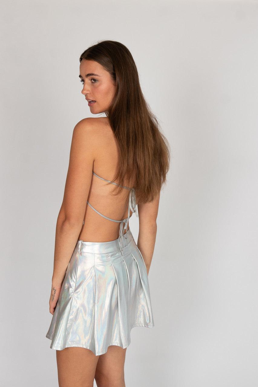 Holographic Sequin Fringe Halter Top Product Image