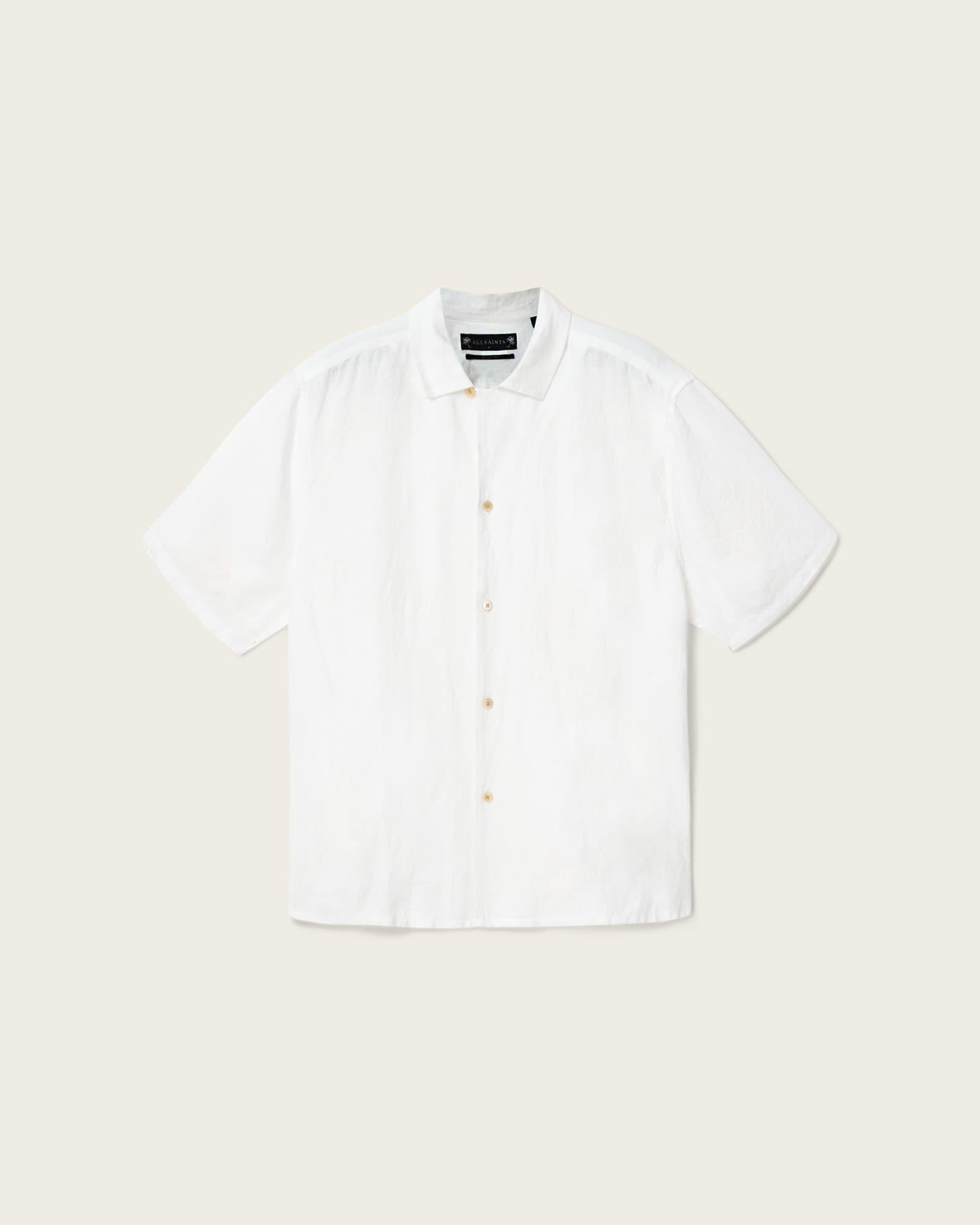 Sepal Short Sleeve Boxy Linen Shirt White | ALLSAINTS US Product Image
