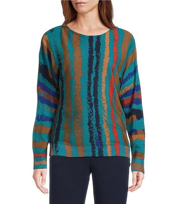 Investments Sketchy Stripe Long Sleeve Boat Neck Pullover Sweater Product Image