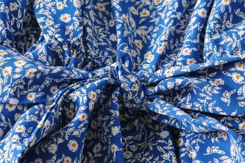 Spaghetti Strap Floral Ruffle Tie-Waist Romper Product Image