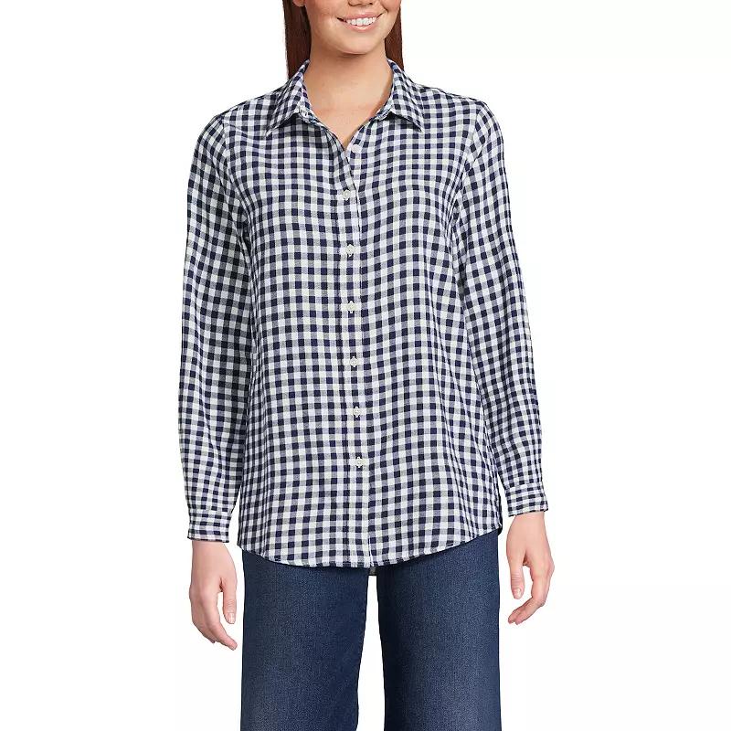 Women's Lands' End Flannel Boyfriend Shirt,  Product Image
