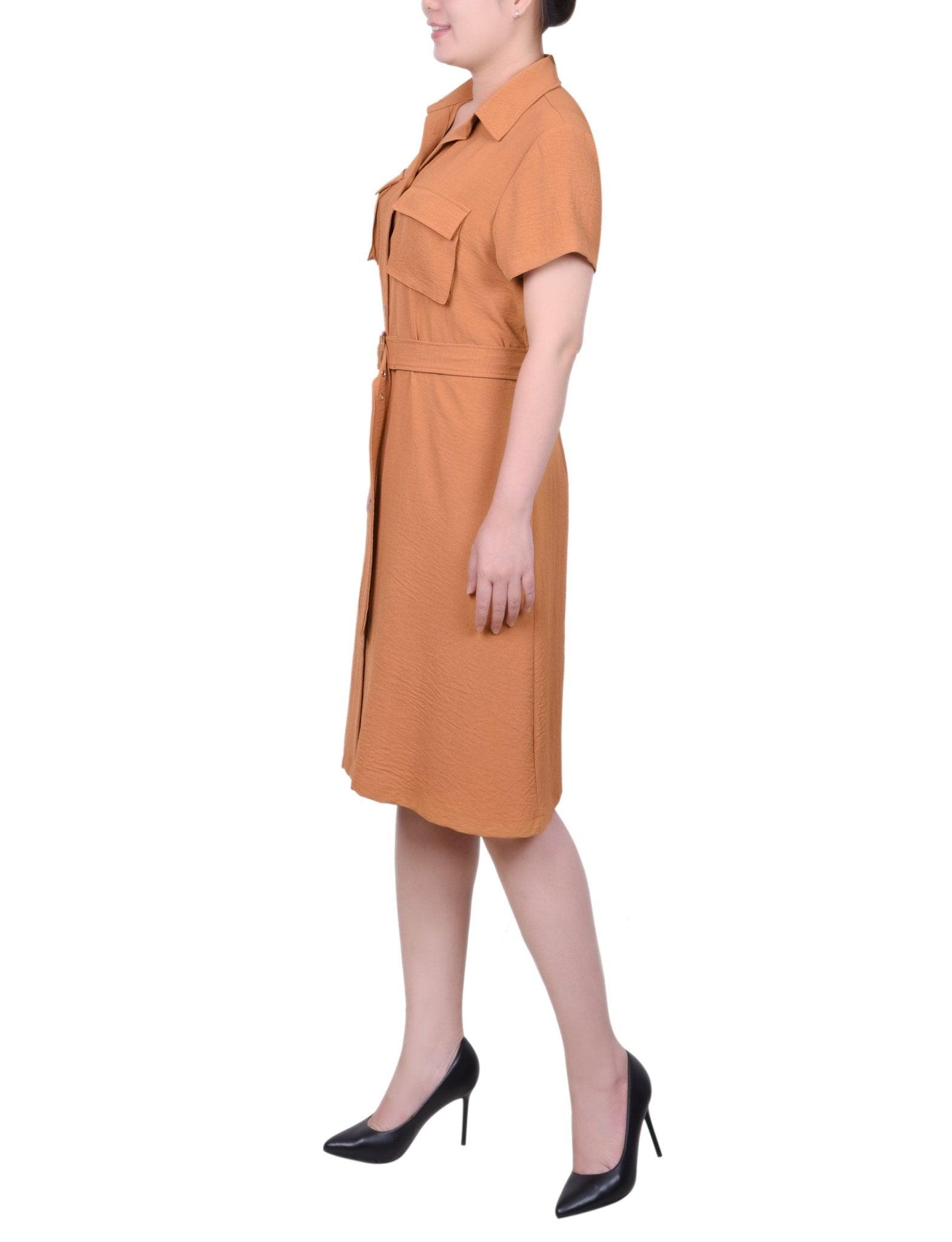 Meerkat Short Sleeve Belted Shirtdress Product Image
