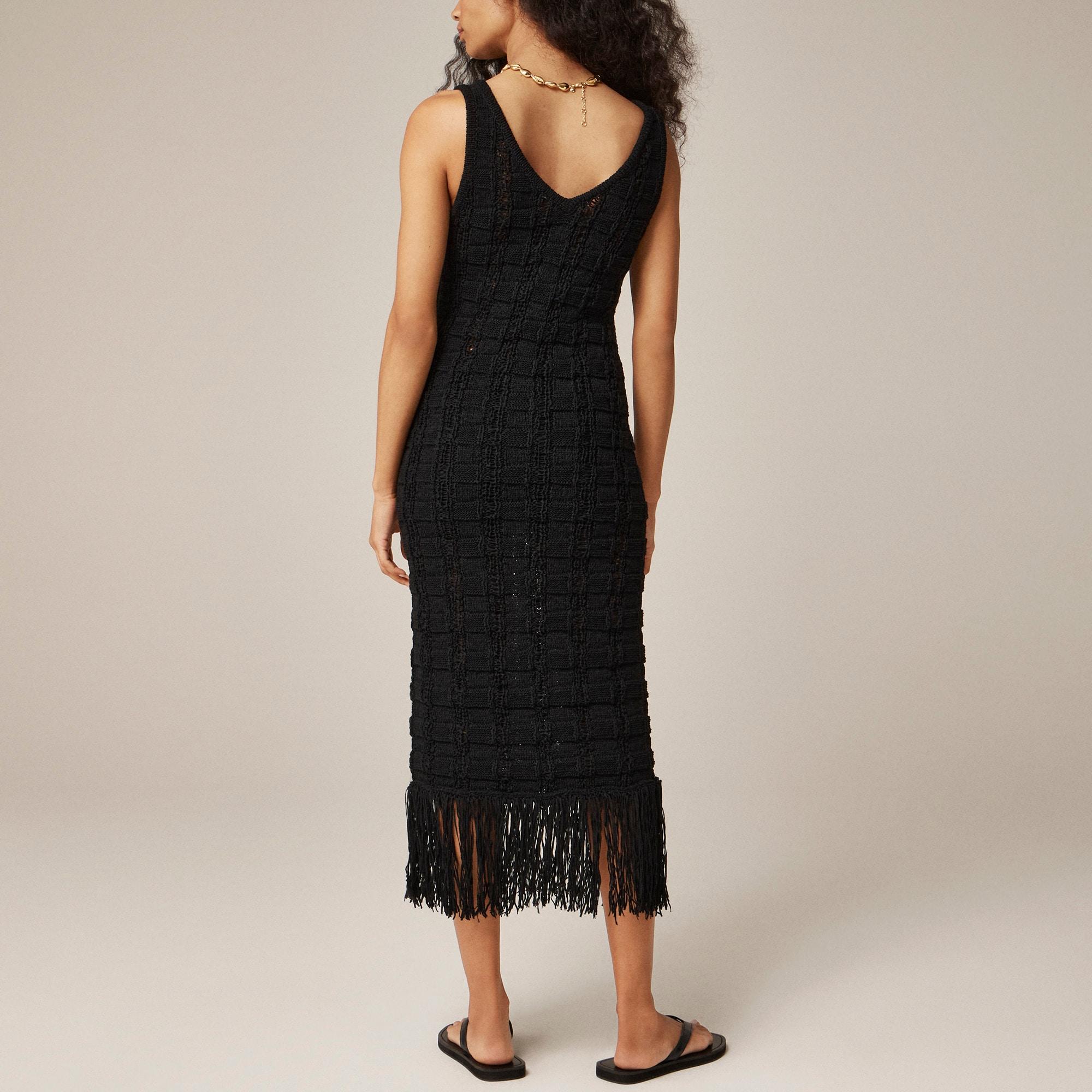 Fringe-trim sweater-dress Product Image