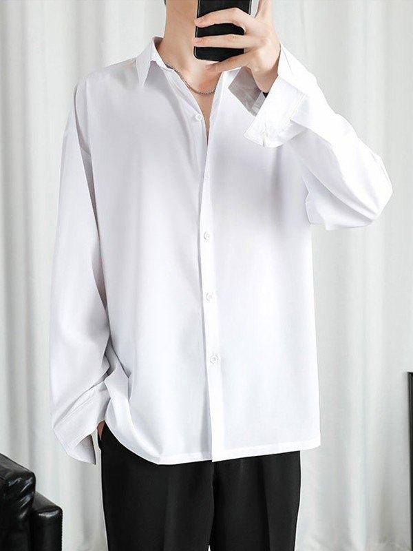 Men's Draped Long Sleeve Button Down Shirt Product Image