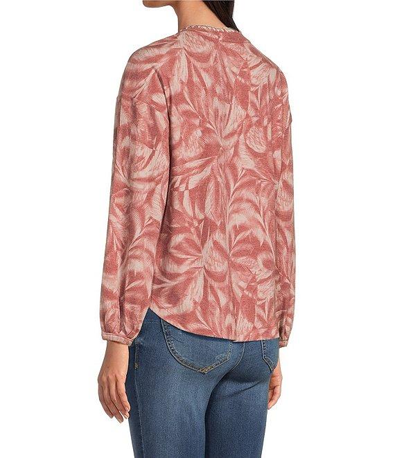 Democracy Knit Tie-Dye Embroidered Scoop Neck Long Sleeve Top Product Image