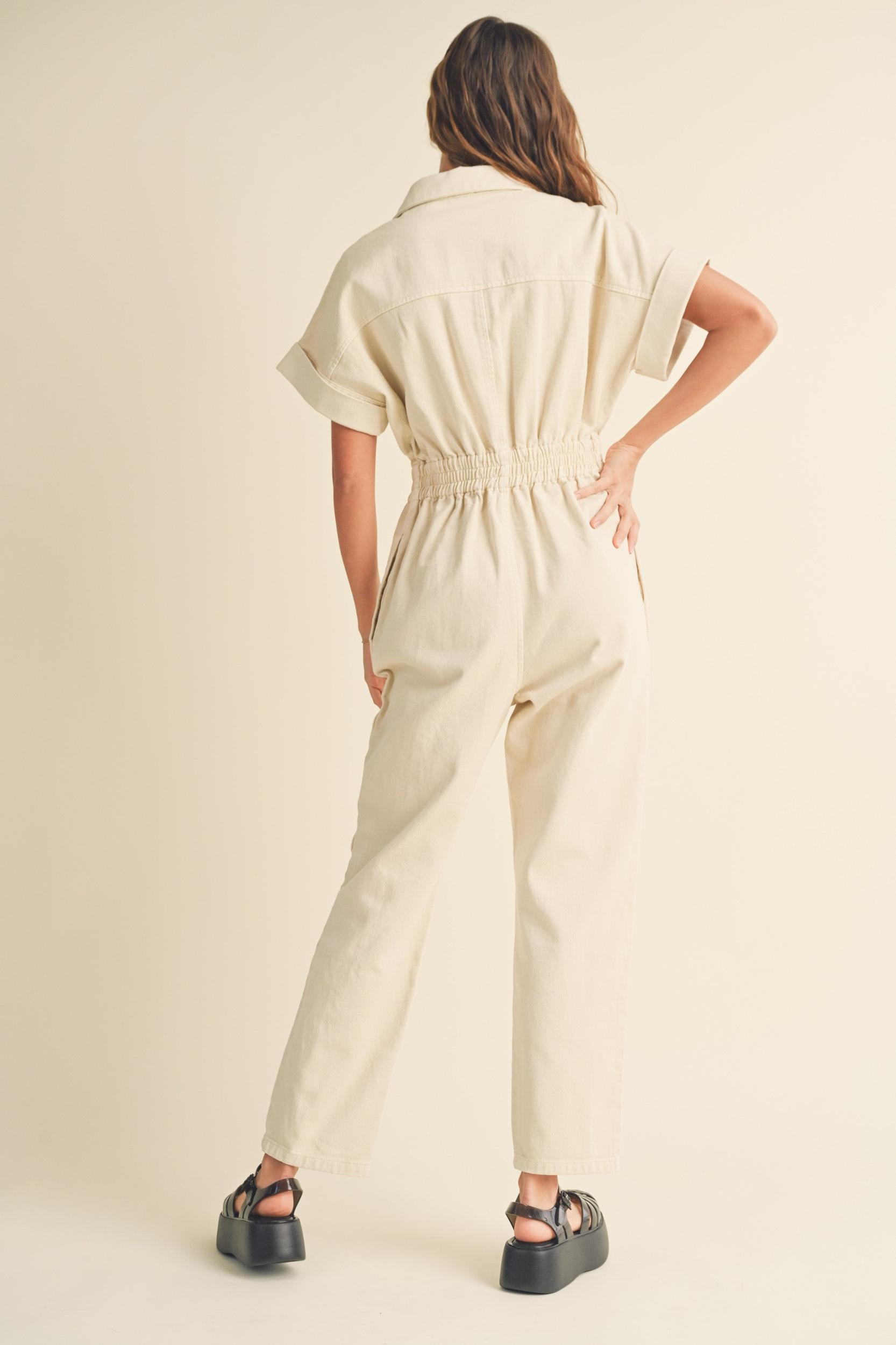 Cotton Denim Comfy Jumpsuit Product Image