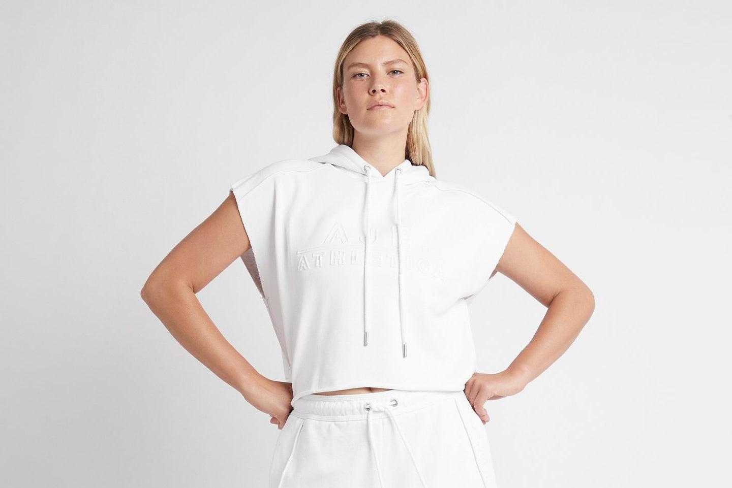 Embossed Classic Short Sleeve Cropped Hoodie 402 Product Image