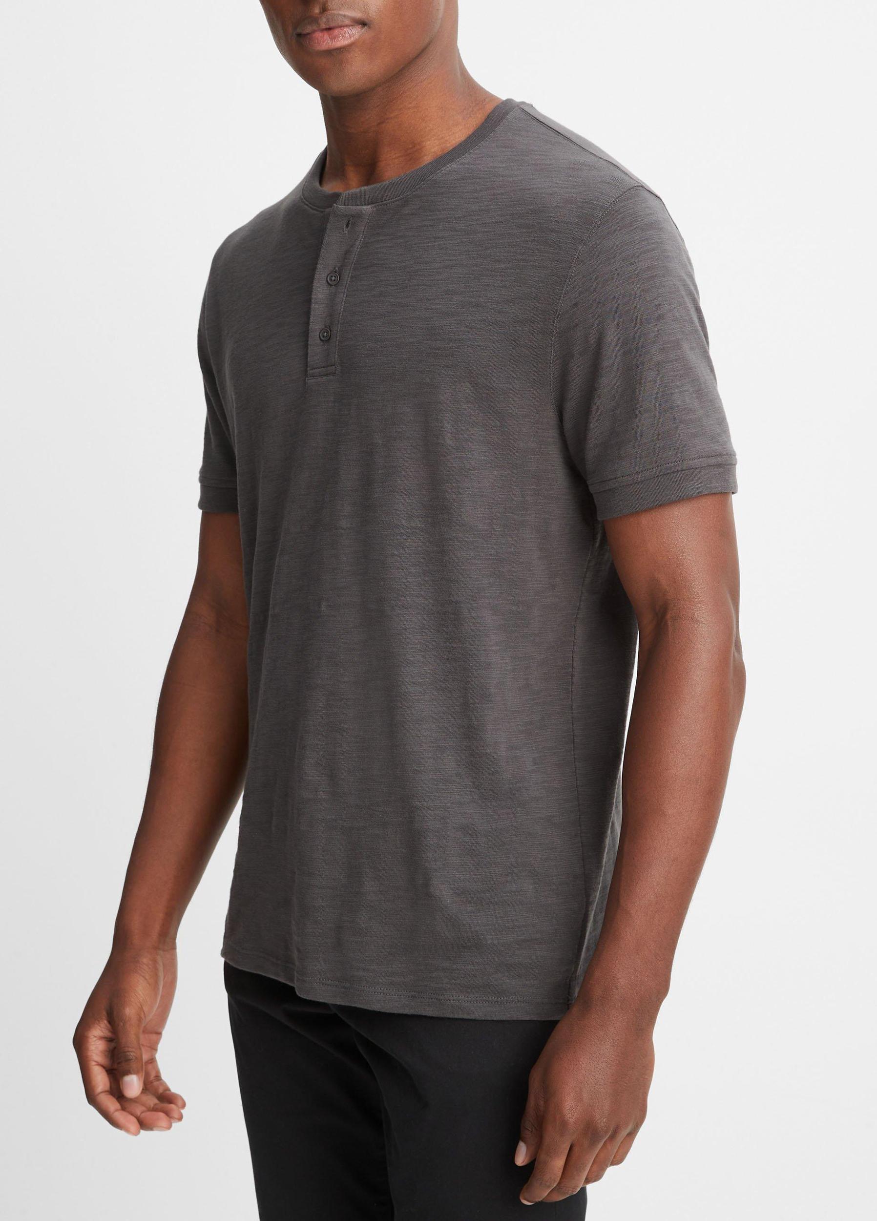 Slub Cotton Short Sleeve Henley Product Image