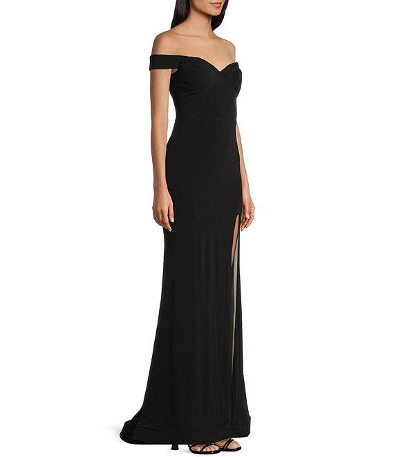 City Vibe Off-The-Shoulder Lace-Up Back Long Dress Product Image