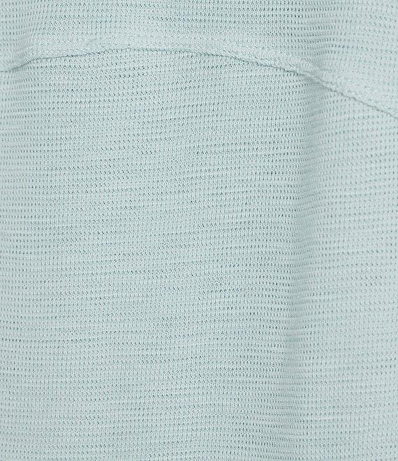 DKNY Sport by Donna Karan Mini Slub Waffle Knit Crew Neck 3/4 Ruched Sleeve Tee Product Image