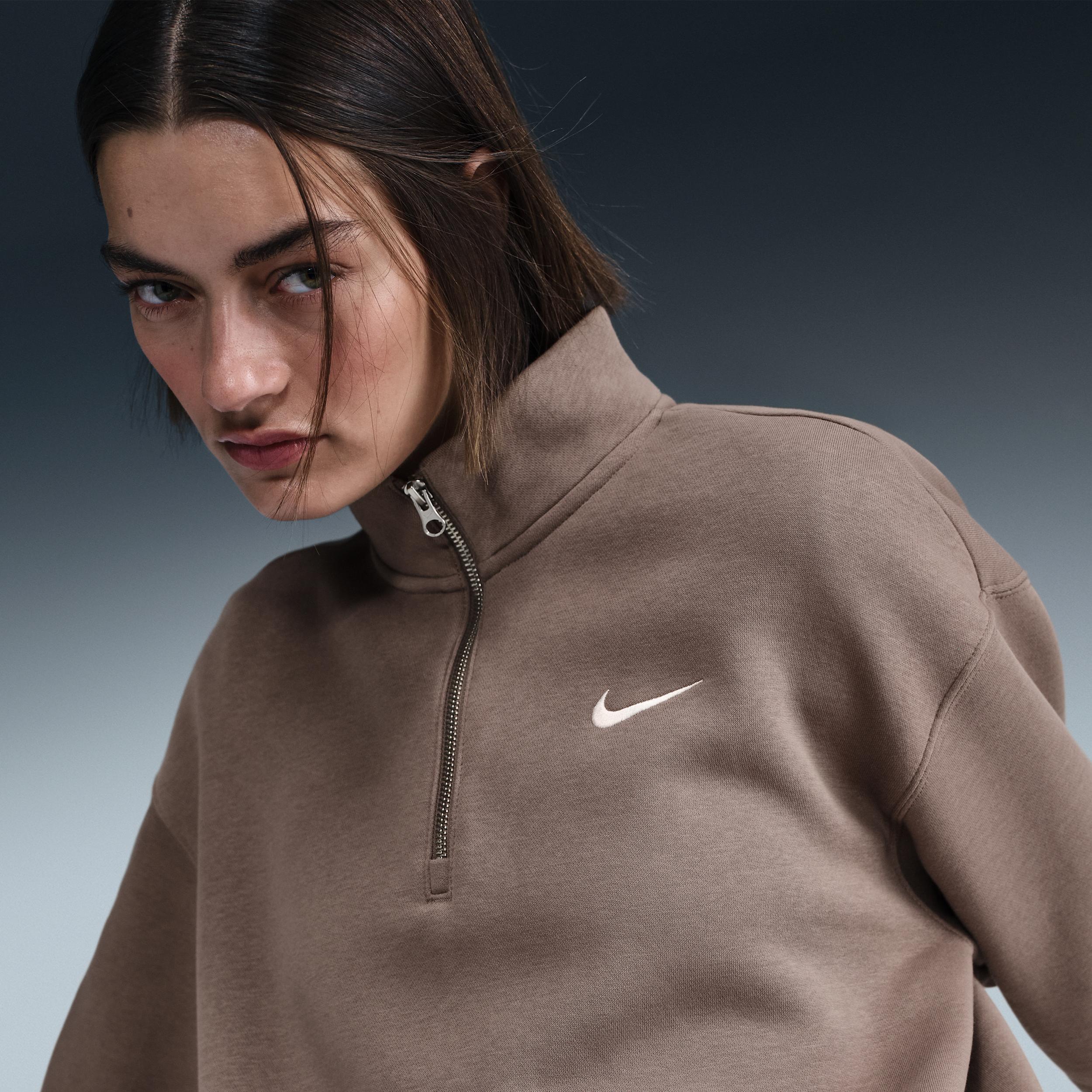 Womens Nike Sportswear Phoenix Fleece Oversized 1/4-Zip Long Sweatshirt | HJ0931-063 Product Image