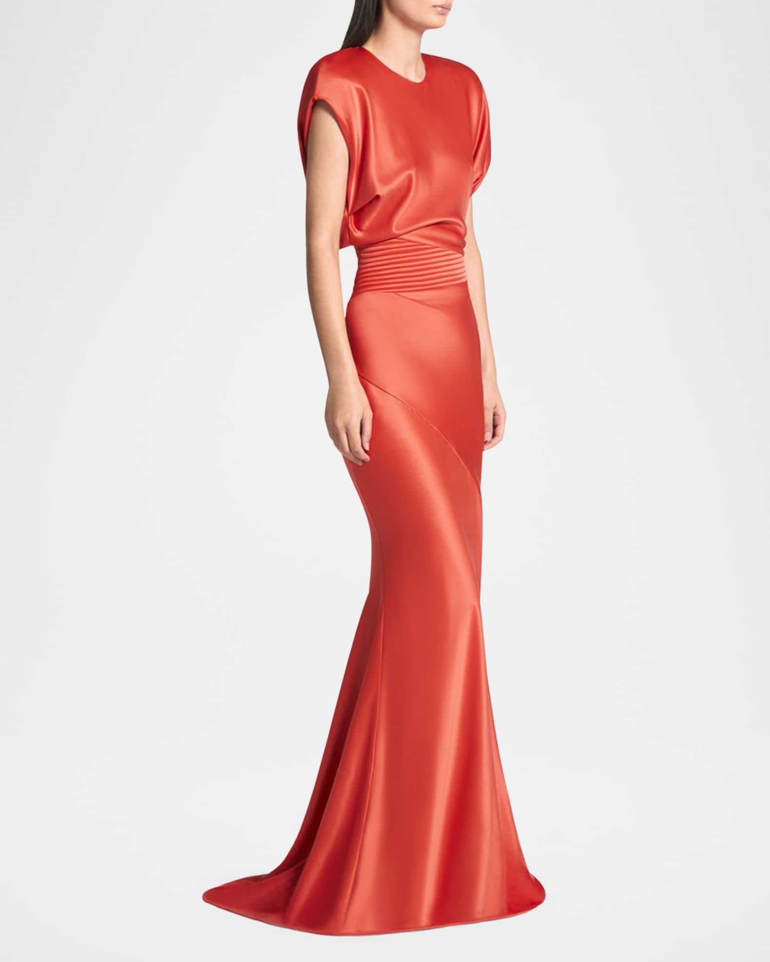 Bond Draped Stretch Satin Mermaid Gown Product Image
