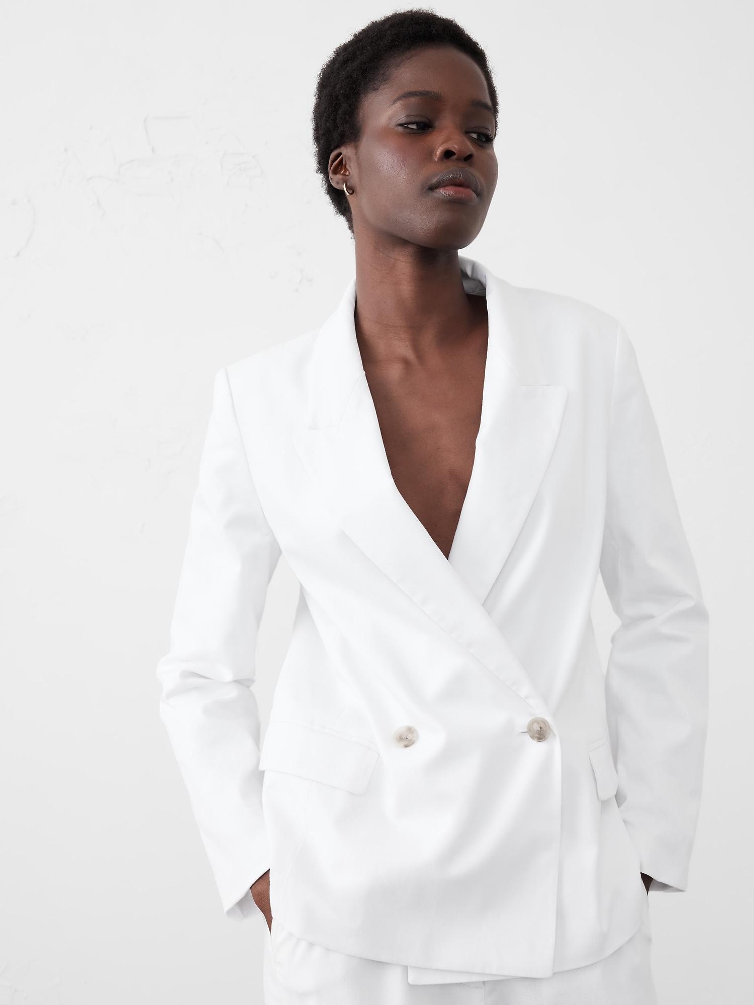 Linen-Blend Boyfriend Blazer Product Image