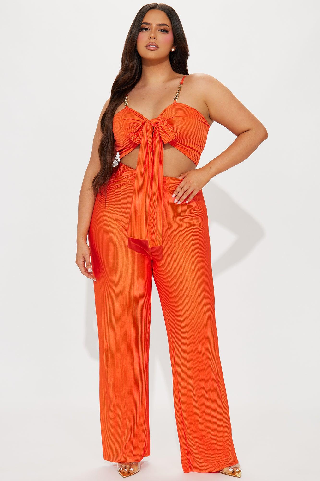 Royal Fantasies Plisse Pant Set - Orange Product Image