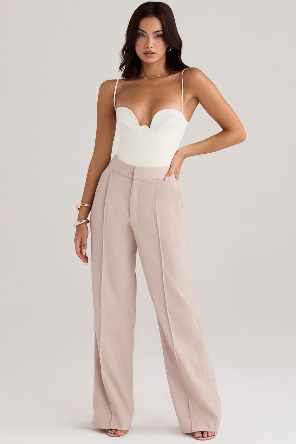 Alivia  beige loose fit trousers Product Image