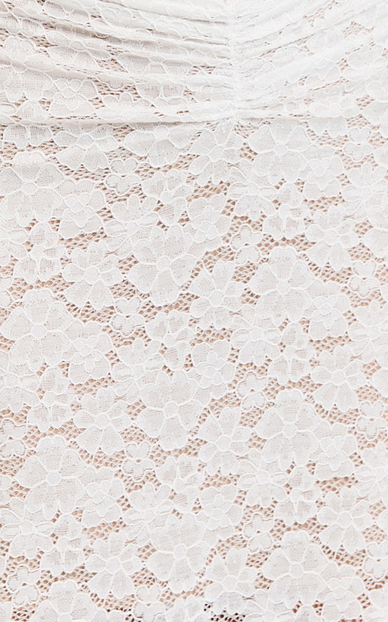 Sally Two Piece Set - Stretch Lace Halter Top and Maxi Skirt Set in White Product Image