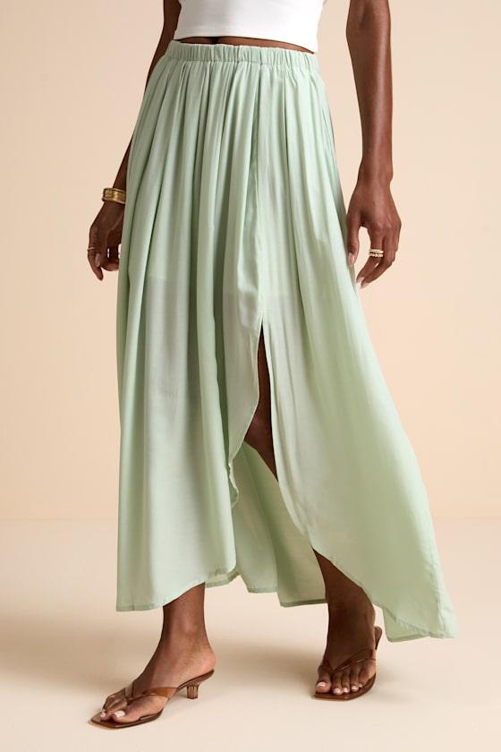 If You Pleats Mint Pleated Maxi Skirt Product Image