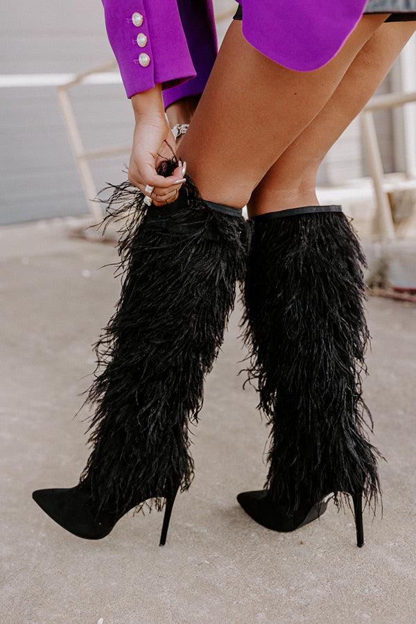 The Leonie Feather Knee High Boot In Black Product Image