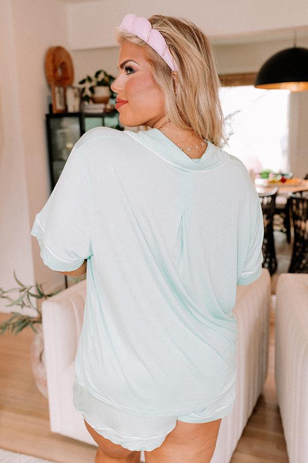 Classic Cuddles Pajama Top In Mint Curves Product Image