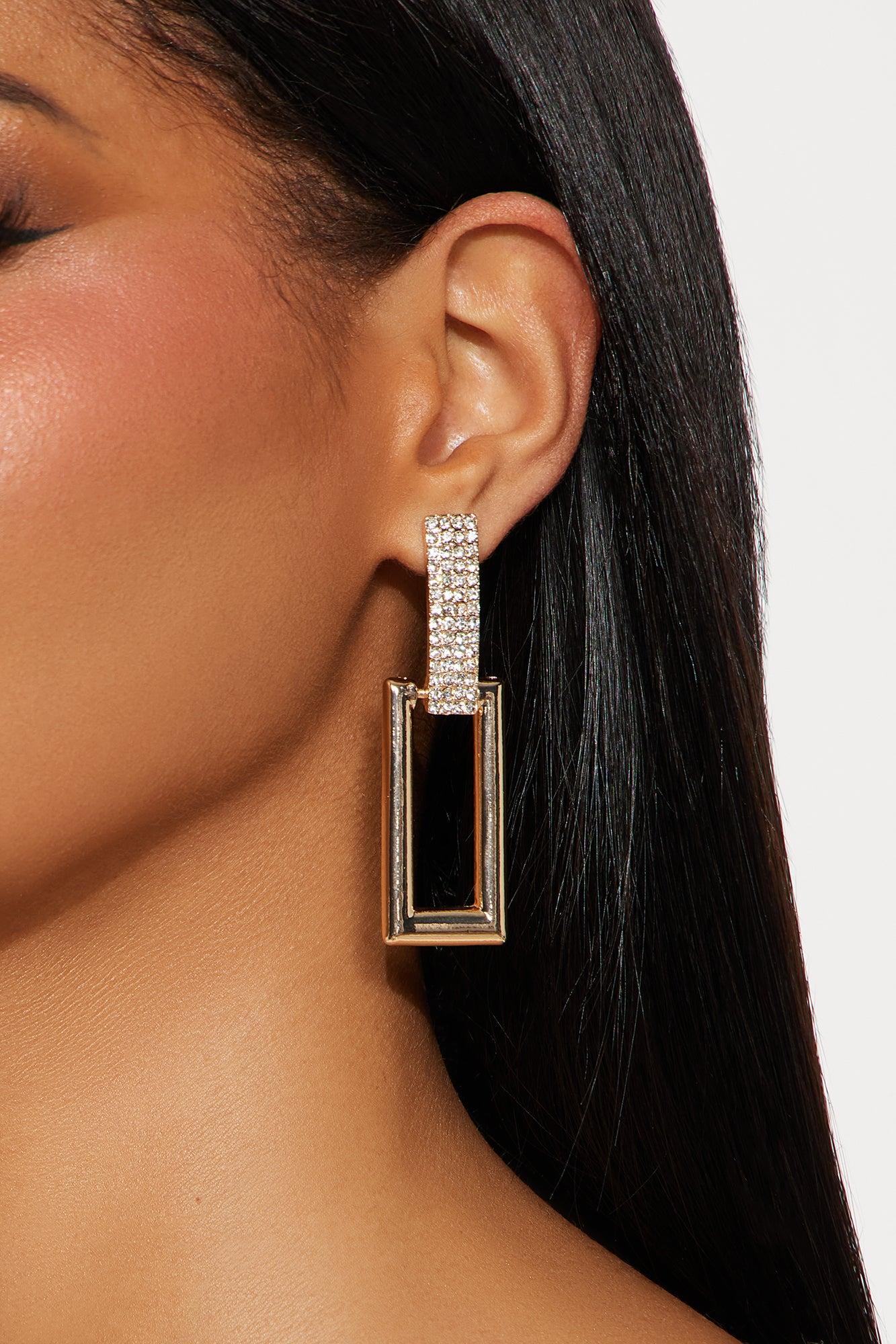 Evening Out Rhinestones Drop Earrings - Gold Female Product Image