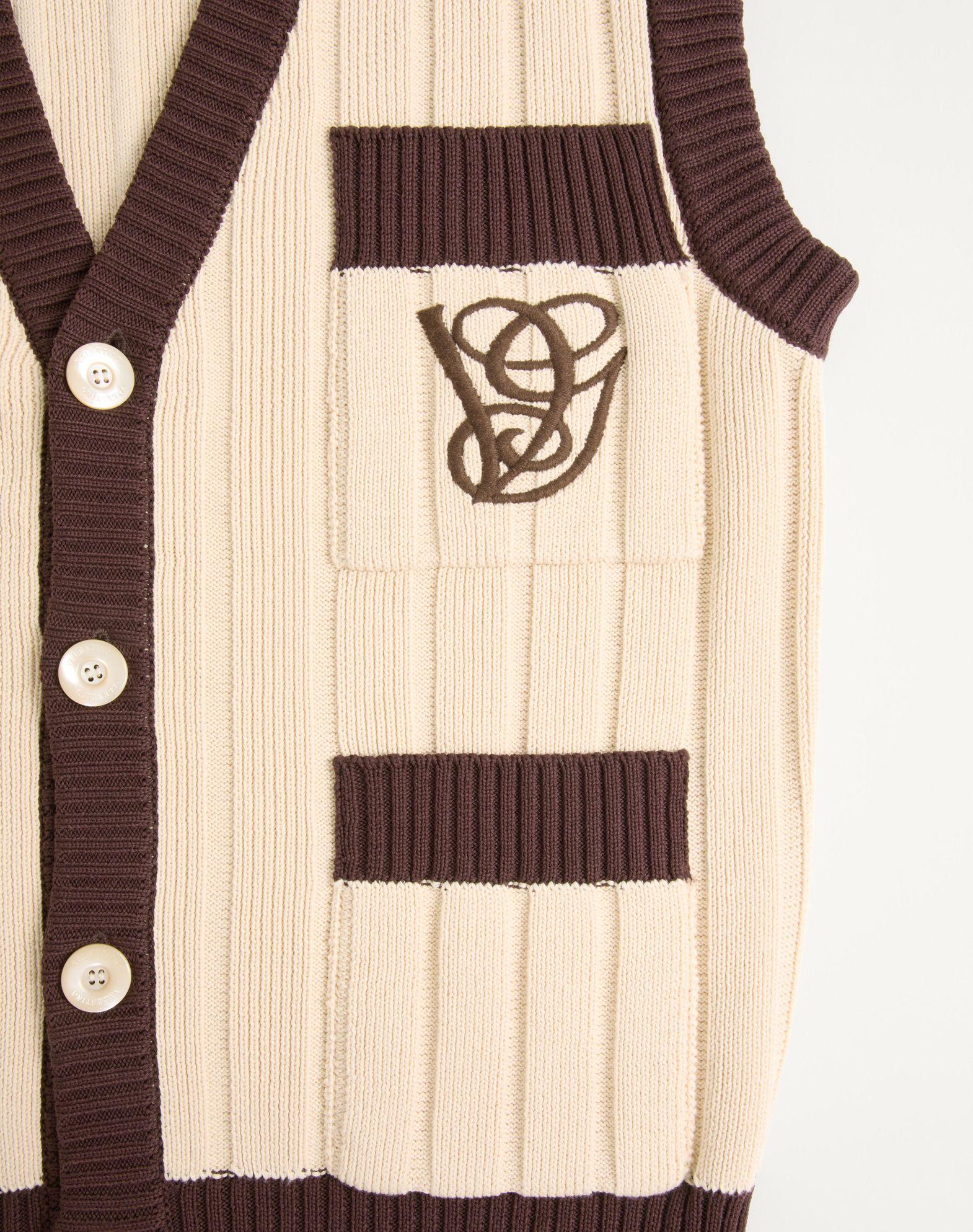 Ribbed Cotton Vest With Vg Embroidery Product Image