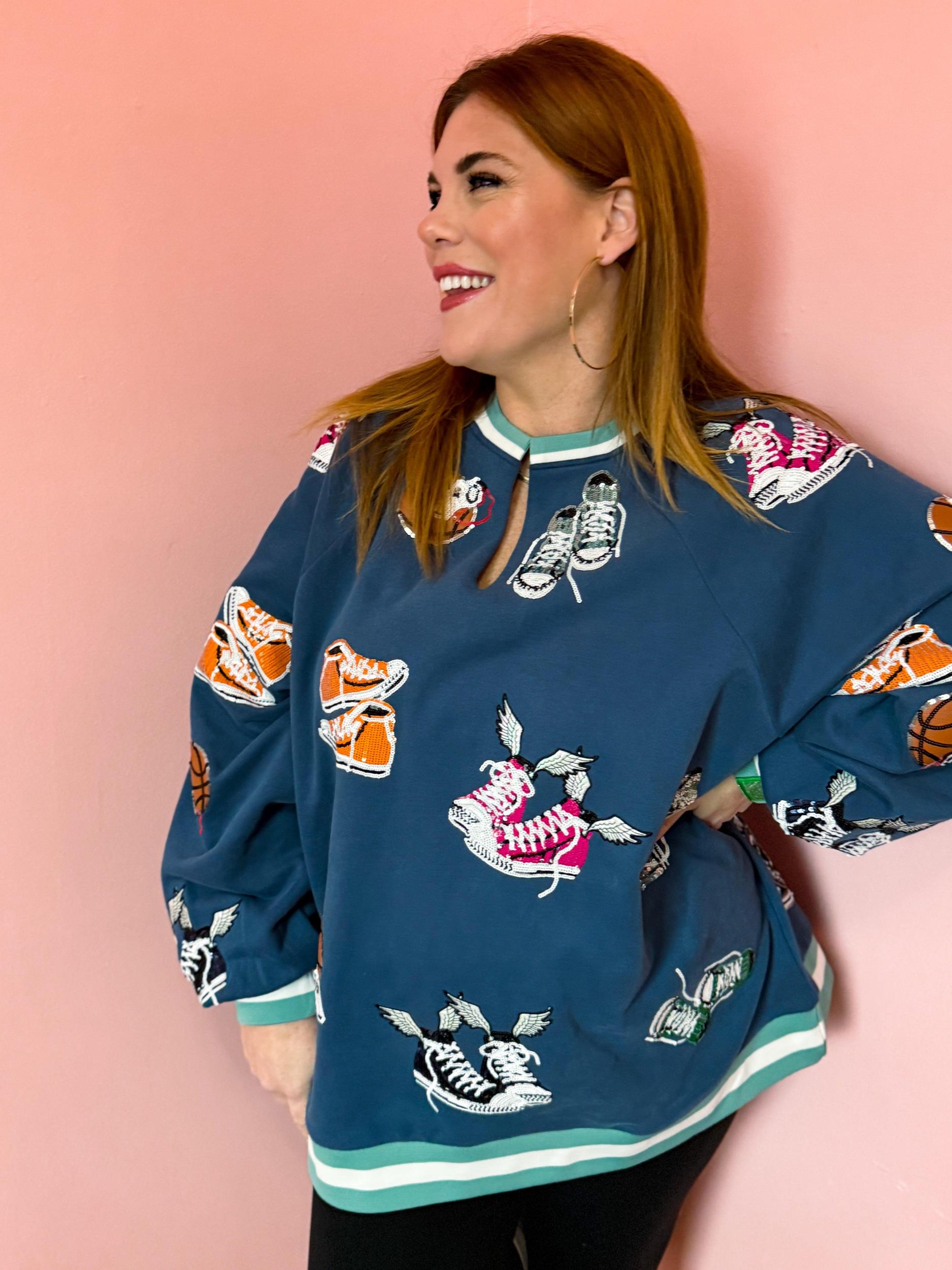 Flying Sneakers & Basketballs Sweatshirt Product Image