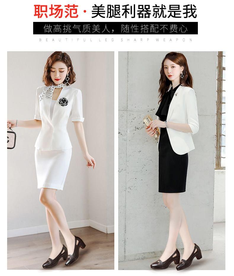 Chunky Heel Plain Cutout Faux Leather Pumps Product Image