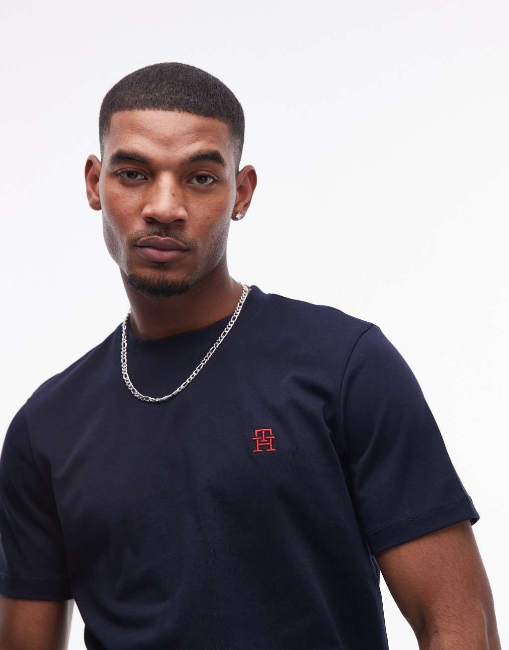 Tommy Hilfiger monogram logo t-shirt in navy Product Image