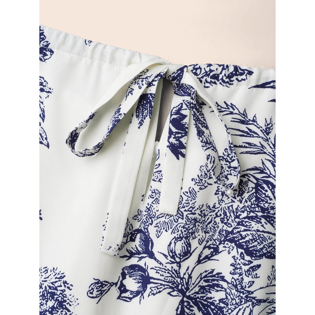 Plus Size Spring Time Florals Sleeveless Midi Dress WhiteSmoke Women Romantic Gathered Halter neck Sleeveless Curvy BloomChic 18-20/2X Product Image