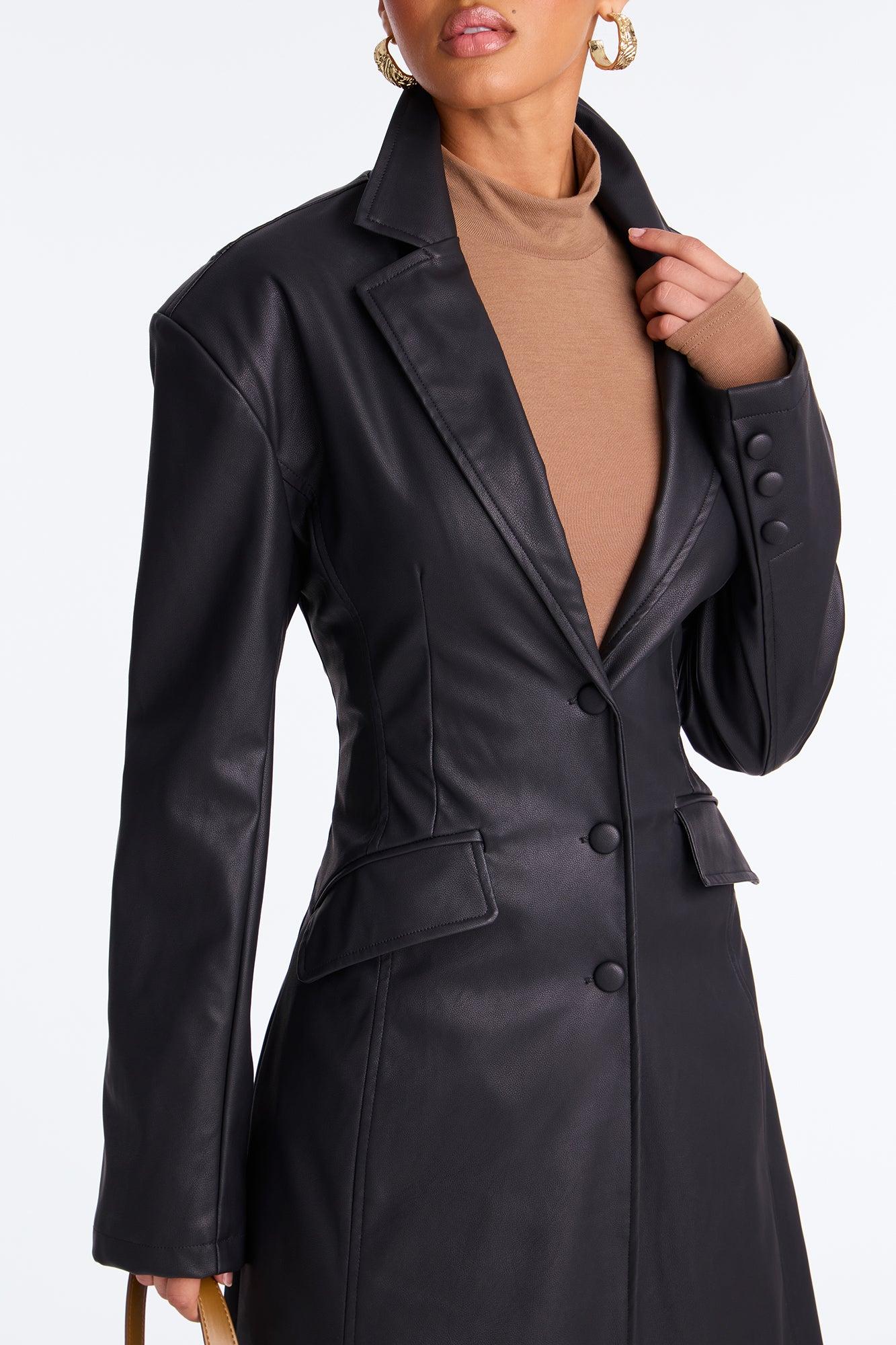 Taking Up Space Faux Leather Coat - Black Female Product Image