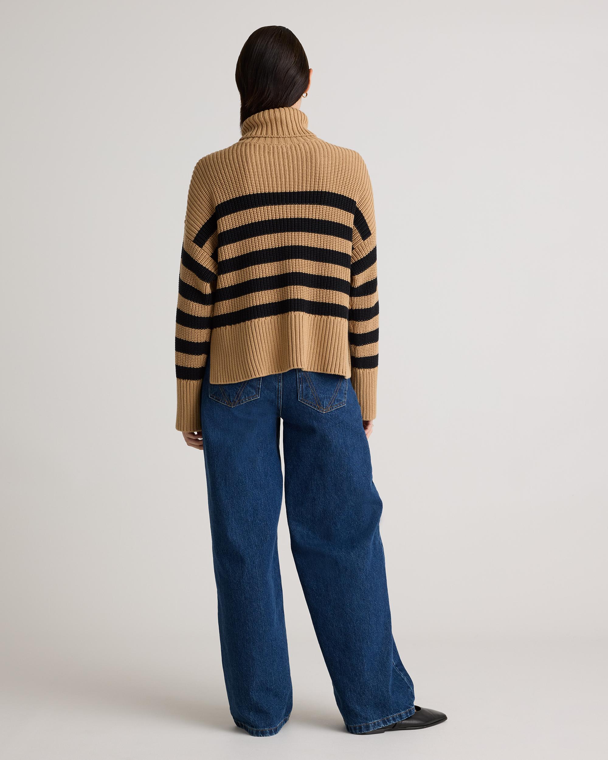 Quince | Women's Split Hem Turtleneck Sweater Organic Cotton Product Image