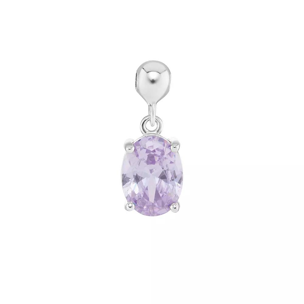 PRIMROSE Sterling Silver Oval Cubic Zirconia Sliding Charm, Womens, Sterling June Product Image