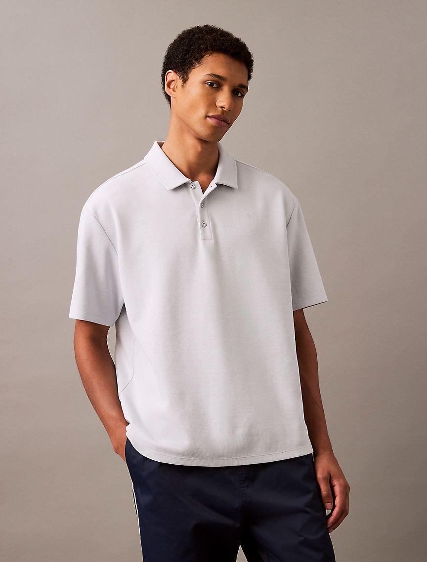 Textured Flat Rib Relaxed Polo Shirt Product Image