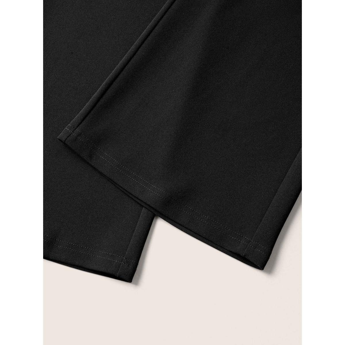 Plus Size Flare Leg Pocket Metal Buckle Detail Pants Women Black At the Office Flare Leg High Rise Work Pants BloomChic 10/M Product Image