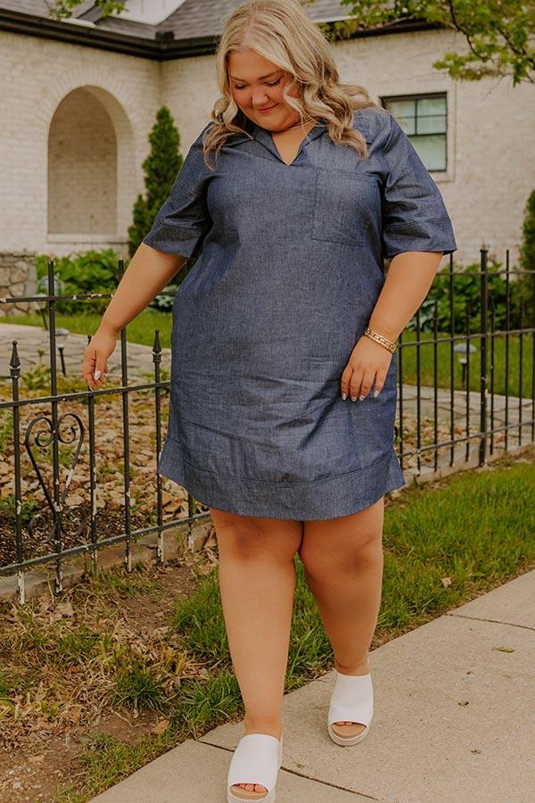 Casual Hangout Chambray Mini Dress Curves Product Image