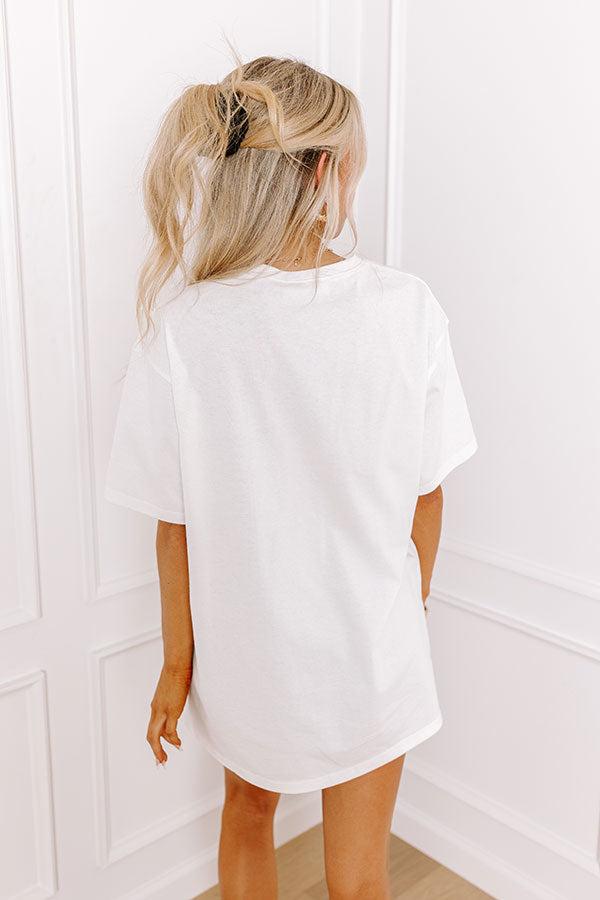 The Final Touch Down Sequin Oversized Tee in White Product Image