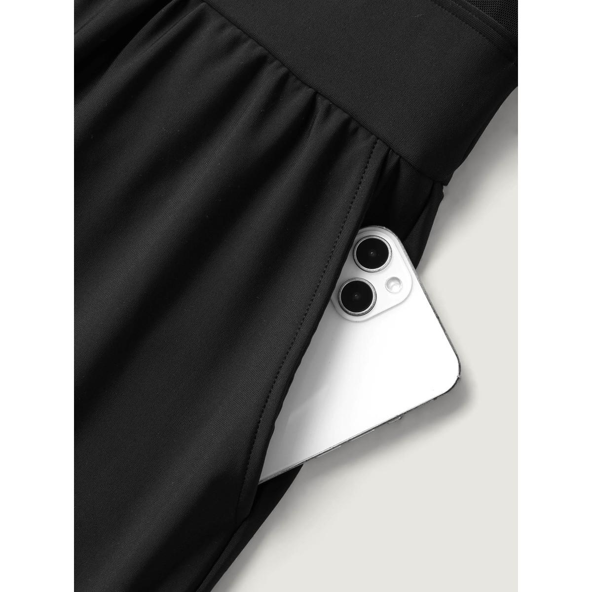 Plus Size Sheer Sleeve Fitted One-Piece Swimsuit Women's Swimwear Black Resort Patchwork Curve Bathing Suits High stretch One Pieces BloomChic 18-20/2X Product Image