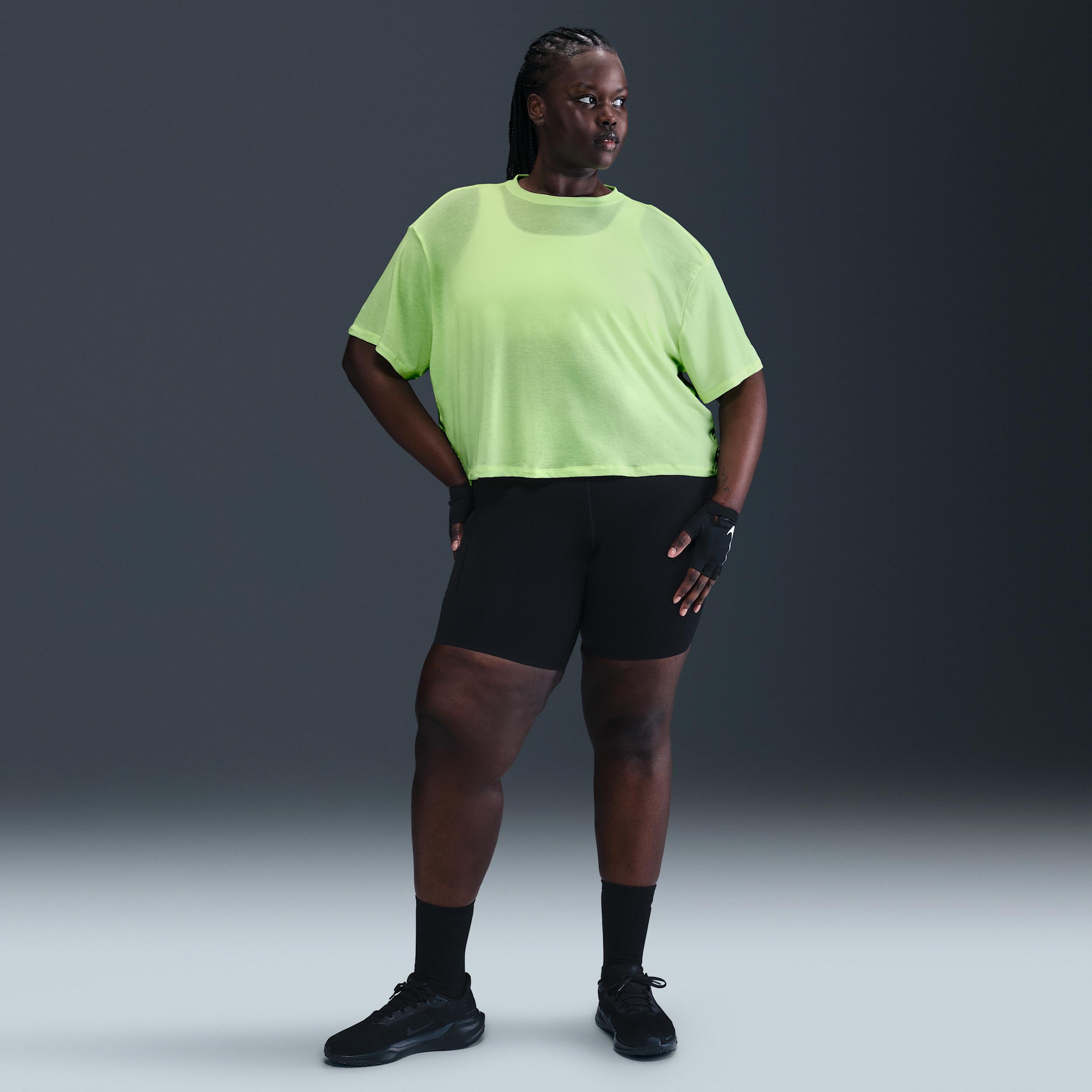 Nike Womens One Relaxed Dri-FIT Cropped Short-Sleeve Top (Plus Size) | HJ1067-701 Product Image