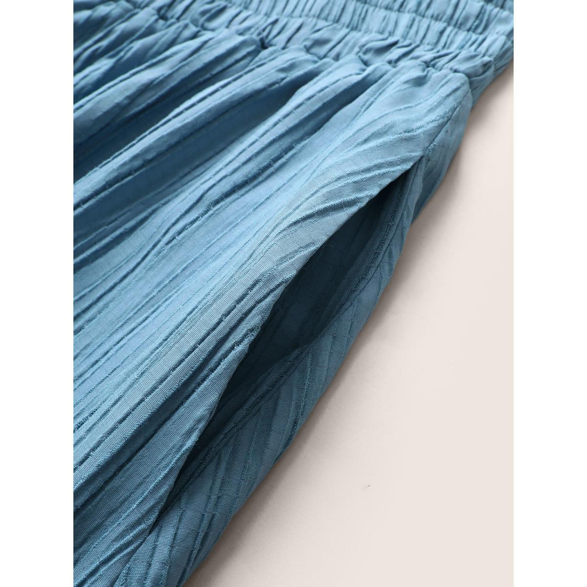 Plus Size Solid Plisse Pocket Paperbag Waist Skirt Women Stone Casual Non No stretch Slanted pocket Everyday Skirts BloomChic 12/L Product Image