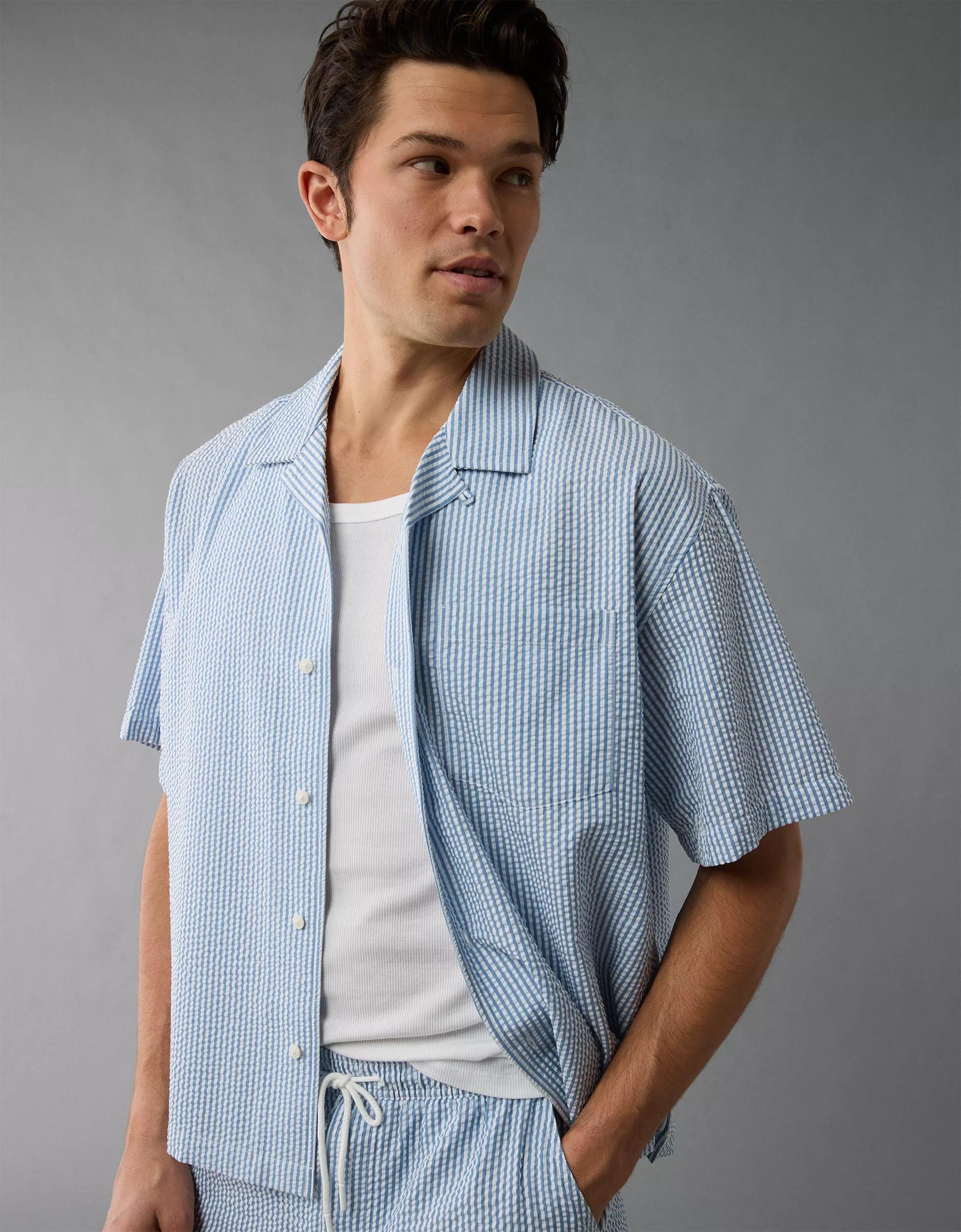 AE Poolside Striped Button-Up Shirt Product Image