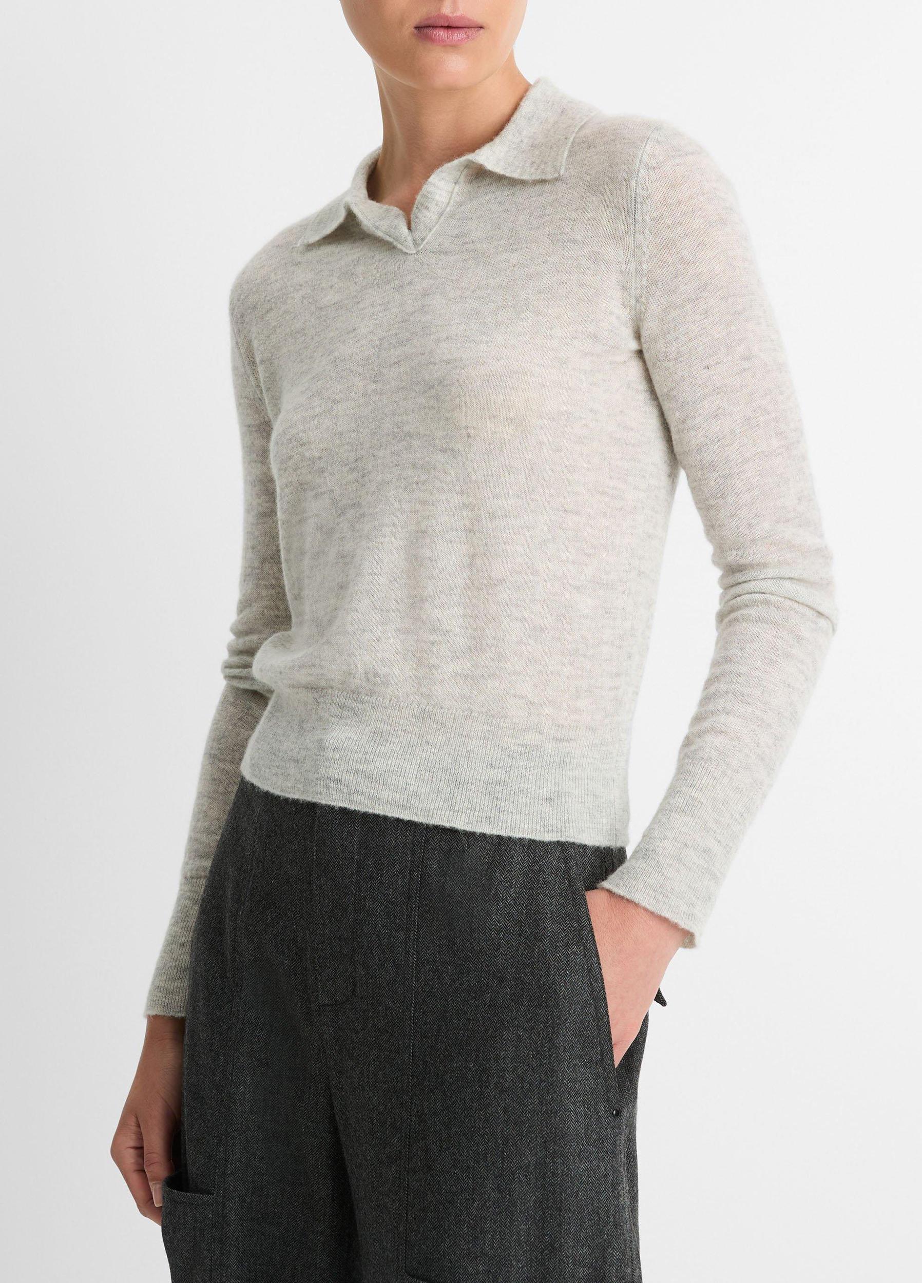 Wool-Blend Polo Sweater Product Image