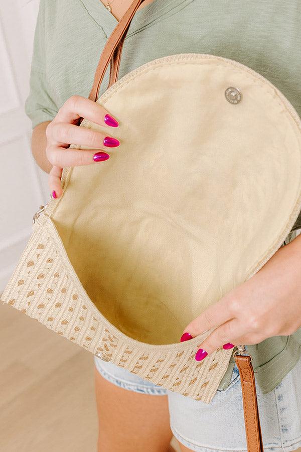 Cocktail Hour Raffia Woven Clutch in Beige Product Image