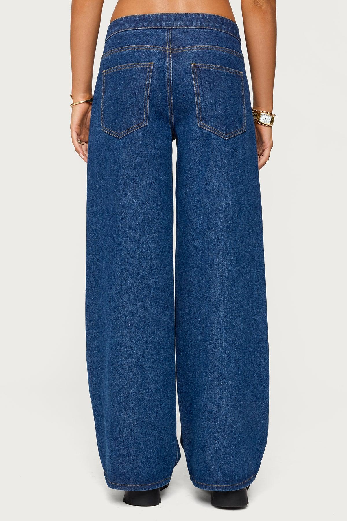 Edie Belt Detail Low Rise Baggy Jeans Product Image