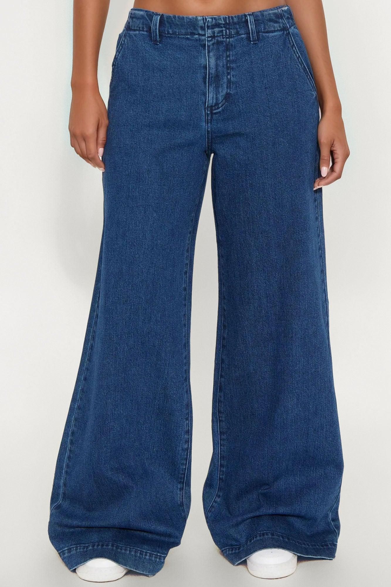 City Chic Trouser Wide Leg Jeans - Dark Wash Female Product Image