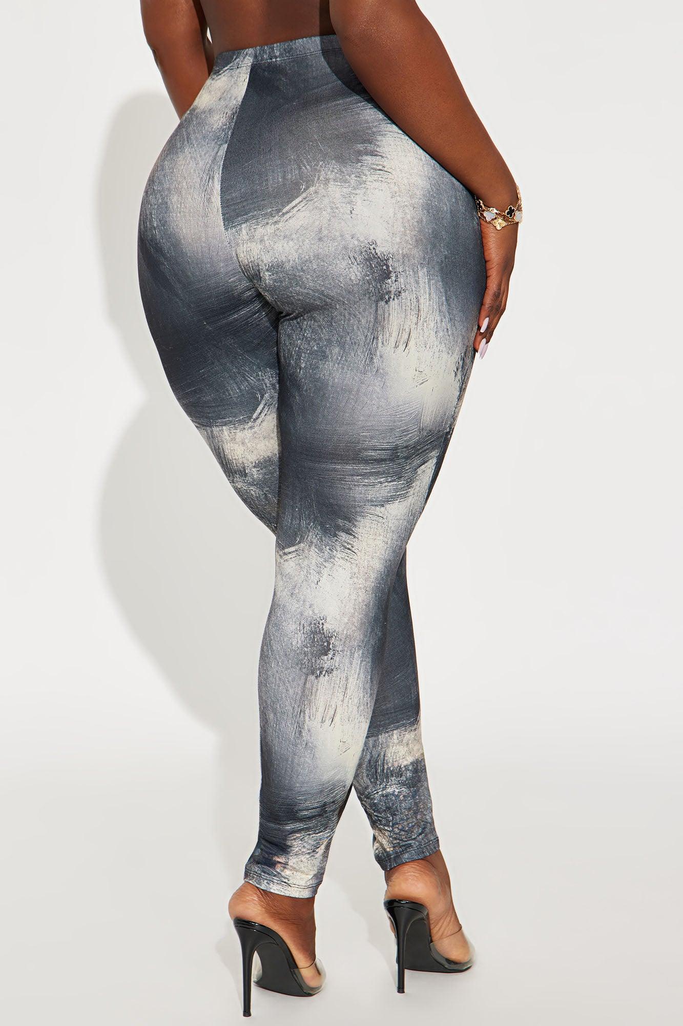 Smoke And Mirrors Mid Rise Abstract Legging - Grey/combo Female Product Image