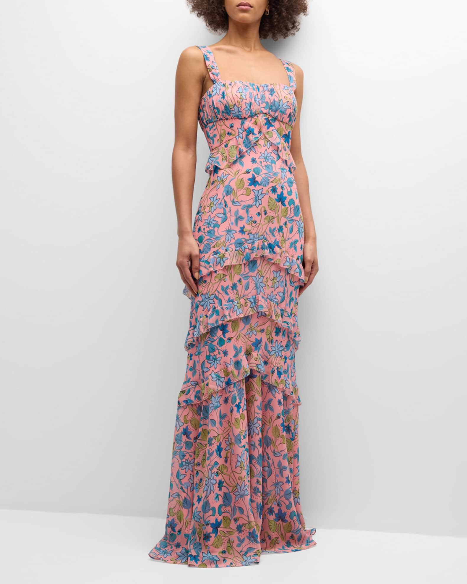 Chandra Floral Ruffled Gown Product Image