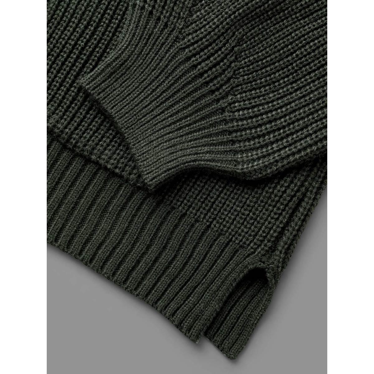 Plus Size Textured Lantern Sleeve Split Hem Cardigan DarkGreen Women Casual Loose Long Sleeve Everyday Cardigans BloomChic 12/L Product Image