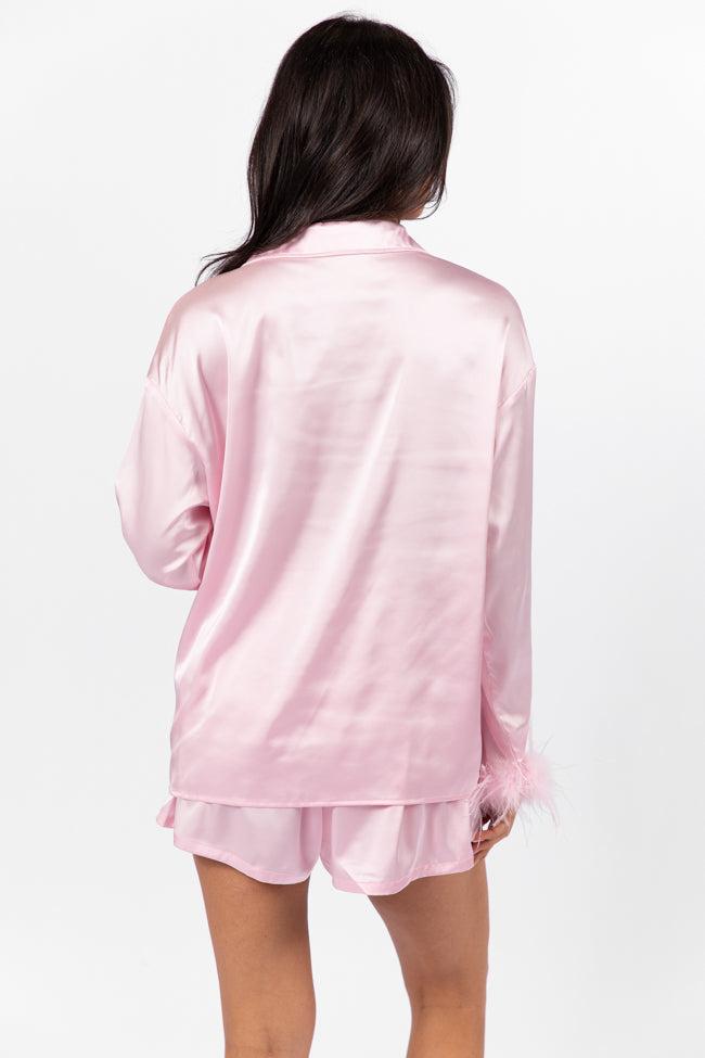 Early Riser Pale Pink Satin Pajama Top FINAL SALE Product Image