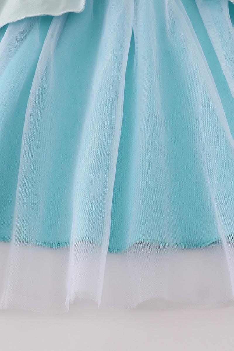 Sky princess embroidery ruffle dress Product Image
